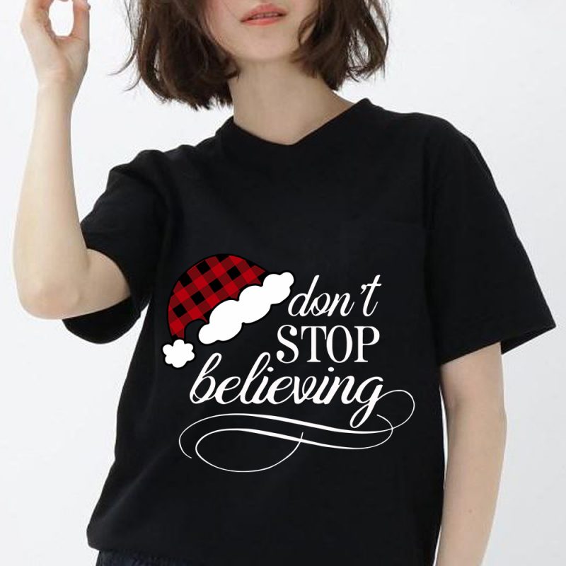 Santa svg Don’t stop believing svg hand lettered printable iron on cut file Cricut Silhouette Instant Download vector SVG png eps dxf buy t shirt
