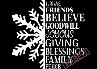 Snowflake svg, Faith svg, Christmas svg, Joy svg, Family svg, snow svg, Peace svg, Believe svg, Snowflake svg, Snowflakes clipart, Snowflake t shirt design png