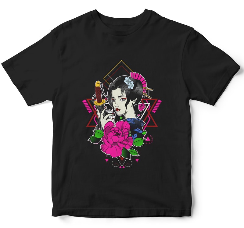 japanese samurai girl culture japan t shirt designs for teespring