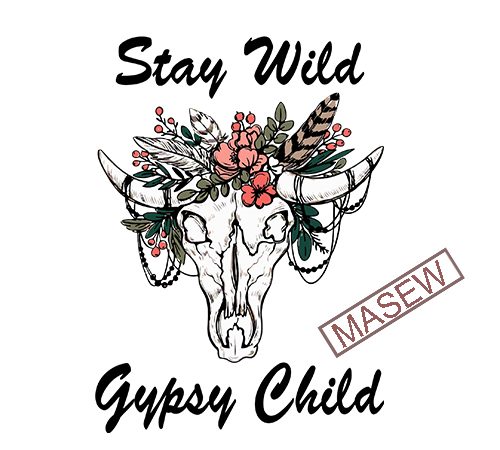 Stay wild gypsy child svg , boho style svg, skull cow, flower, stay wild eps dxf svg png digital download tshirt design for sale