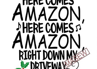 Here Comes Amazon Here Comes Amazon Right Down My Driveway Holiday Raglan – Funny Christmas, Amazon Christmas t shirt design for purchase