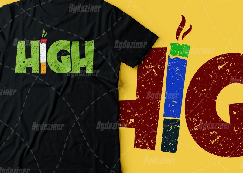 High with cigarette/joint | weed tshirt design | marijuana design tshirt design for sale