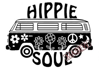 Hippie Van SVG File,Hippie Girl SVG,Hippie Soul svg,svg Saying,T-Shirt svg -Vector Art Commercial & Personal Use- Cricut,Cameo,Silhouette