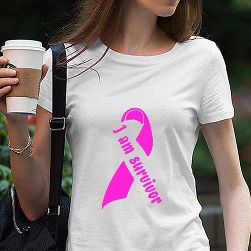 I am a survivor svg, Cancer Ribbon, Cancer svg, Breast Cancer Survivor ribbon svg, breast cancer svg, svg for Cricut Silhouette dxf buy t shirt