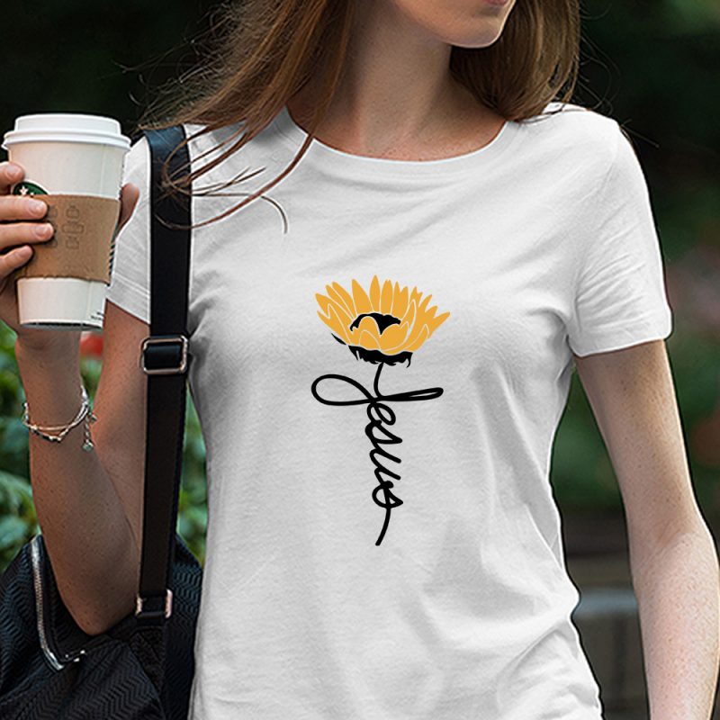 Sunflower Christian SVG, Jesus PNG, Jesus SVG, Christian SVG, Christian Gifts, Faith SVG, Sunflower Digital Download t shirt designs for printful