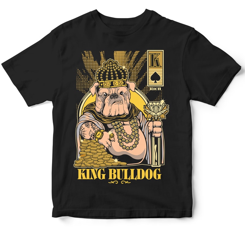 RICH KING BULLDOG ANIMAL t shirt design png