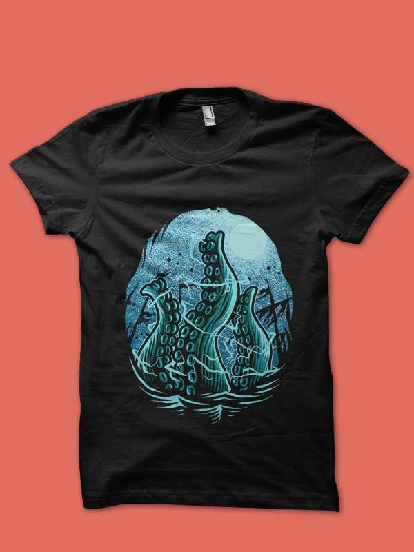 kraken awakening tshirt design tshirt-factory.com
