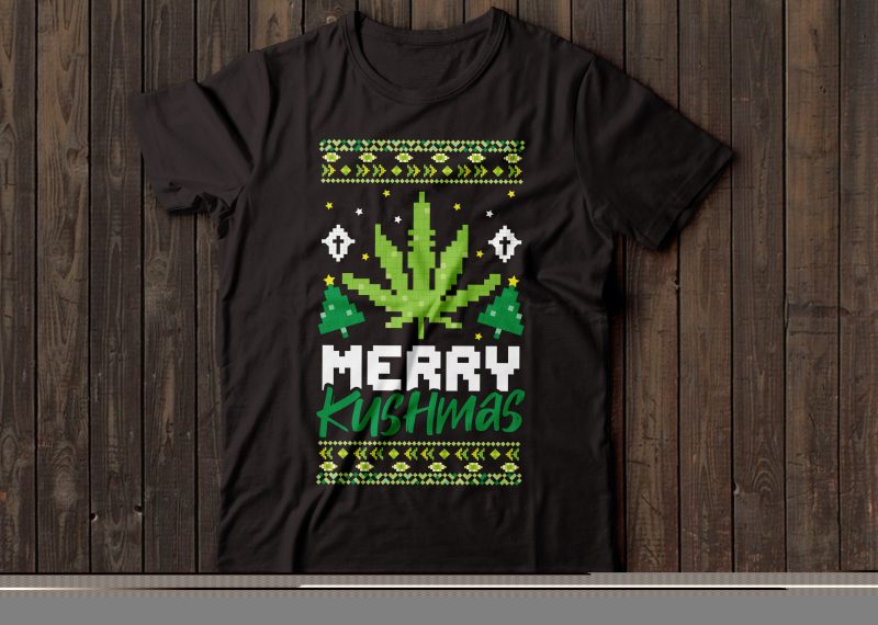 merry kushmas | ugly Christmas sweater | Santa | t-shirt design |marijuana design | weed tshirt design buy t shirt designs artwork