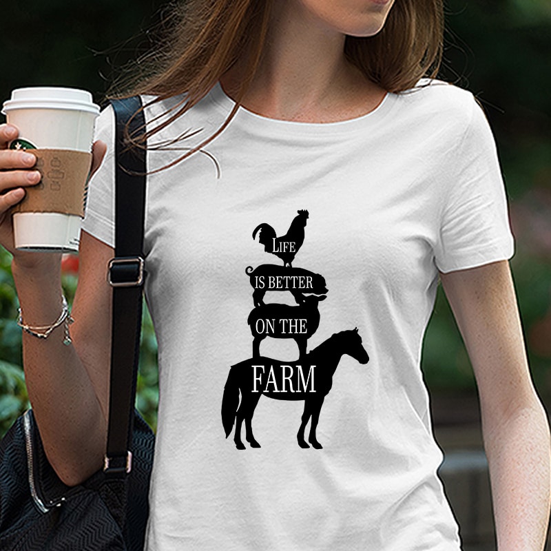 Life Is Better On The Farm SVG Farmer SVG Animals SVG Rooster SVG Pig Svg Horse SVG Digital Download buy t shirt design for commercial