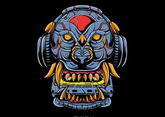 lion cyborg vector t-shirt design template