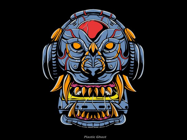 Lion cyborg vector t-shirt design template