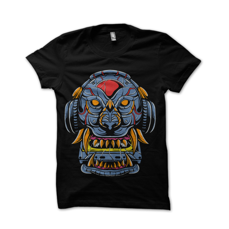 lion cyborg t shirt design graphic