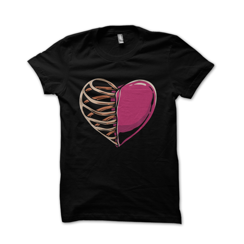 heart and skeleton t-shirt designs for merch by amazon