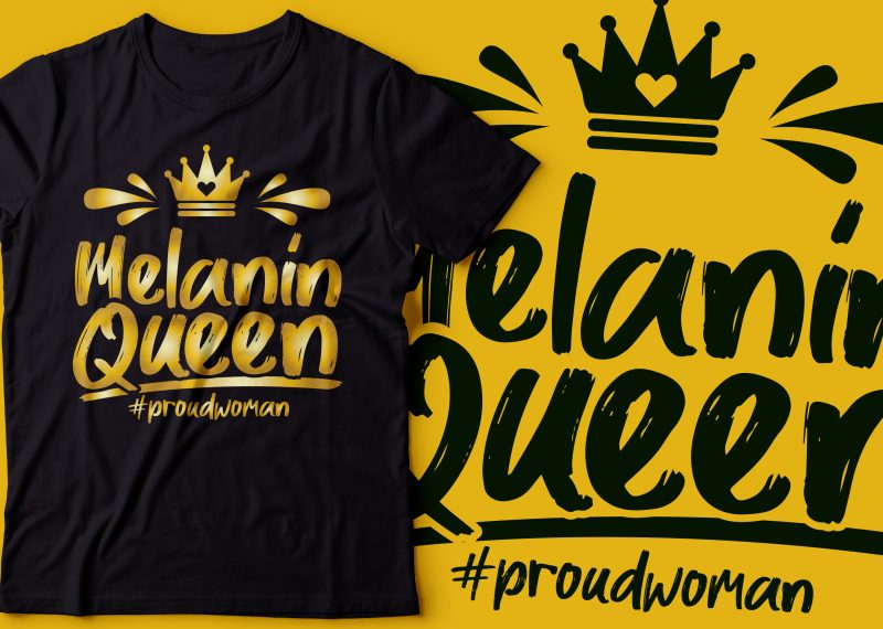 melanin queen with crown design |black power design | African american t shirt t shirt design png