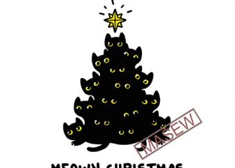 Christmas Tree Cats Meowy Christmas Funny Cat Feline Christmas Xmas EPS SVG PNG DXF Digital Download buy t shirt design for commercial use