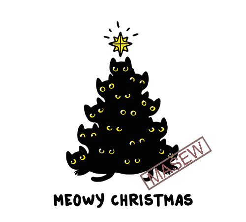 Christmas tree cats meowy christmas funny cat feline christmas xmas eps svg png dxf digital download buy t shirt design for commercial use