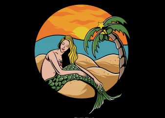 chillin mermaid tshirt design for sale