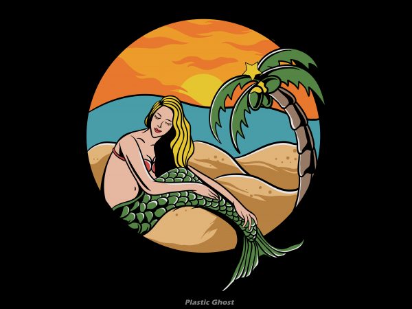 Chillin mermaid tshirt design for sale