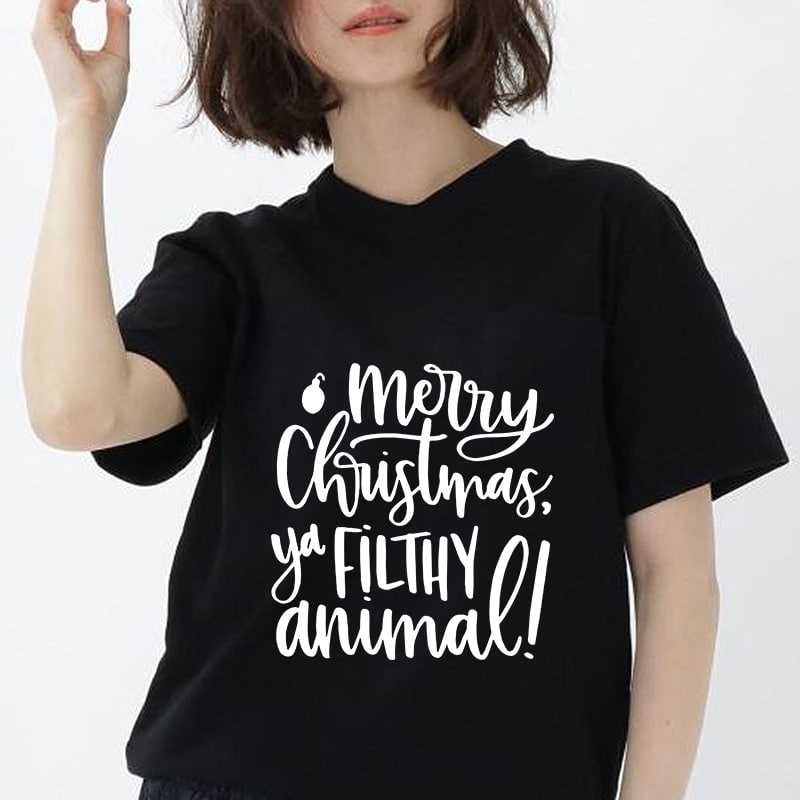 Merry Christmas Ya FIlthy Animal | Home Alone Christmas | Funny Christmas | Cute Christmas Apparel | Last Minute Gift tshirt design for merch by amazon