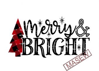 Christmas SVG cut file, Merry & Bright SVG, Buffalo plaid distressed Christmas tree SVG cut file, Christmas cut file, Merry Christmas svg Digital download t shirt design for purchase