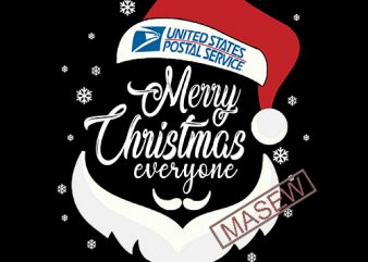 Merry Christmas Everyone SVG, United States Postal Service, Funny Christmas EPS SVG PNG DXF Digital Download graphic t-shirt design