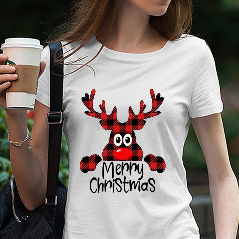 Christmas SVG, Merry Christmas SVG, Buffalo Plaid Christmas SVG, Buffalo Plaid Reindeer svg, Reindeer Christmas svg, Christmas Shirt svg Digital download t shirt design for