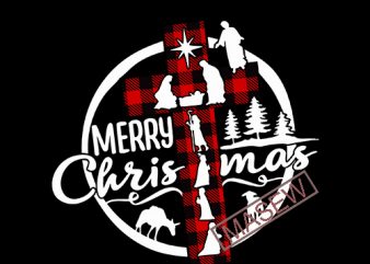 Merry Christmas, Cross, Jesus, Funny Quote Animals, EPS SVG PNG DXF Digital download vector t-shirt design template