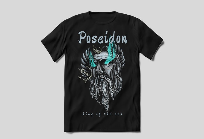 Poseidon King of The Sea artwork illustration tshirt tshirt-factory.com