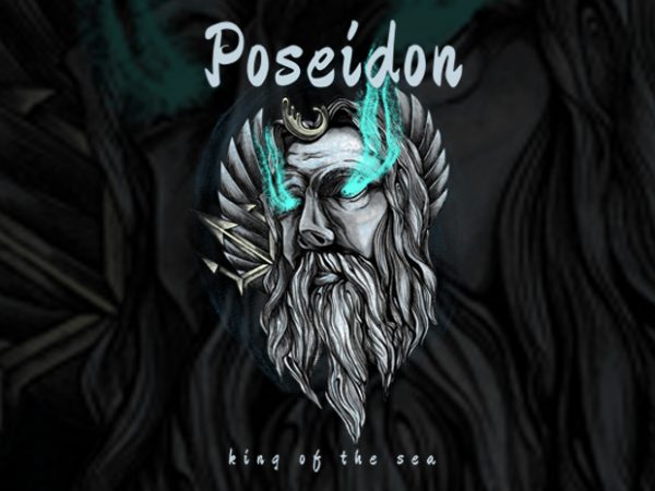 Poseidon king of the sea artwork illustration tshirt Poseidon king of the sea artwork illustration tshirt