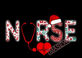 Nurse Christmas, Heart, Doctor Headphone Job, Christmas EPS SVG PNG DXF Digital Download tshirt design for sale