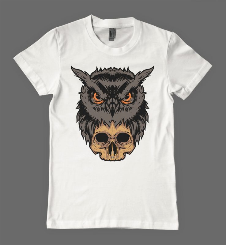 owl and skull t-shirt design tshirt designs for merch by amazon