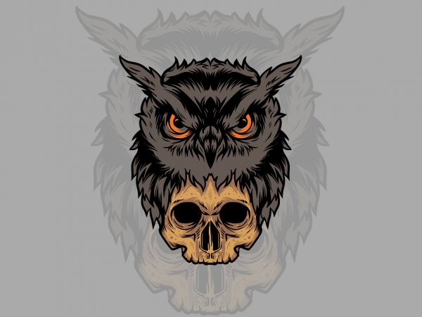 Skull and owl t-shirt design