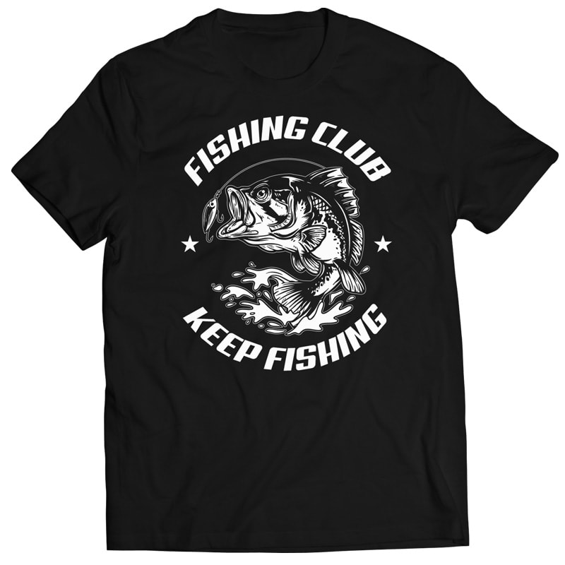 Bash Fish Fishing Club Tshirt Design t-shirt designs for merch by amazon