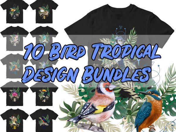 10 bird tropical design bundles