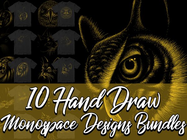 10 hand draw animal 1 color design bundles