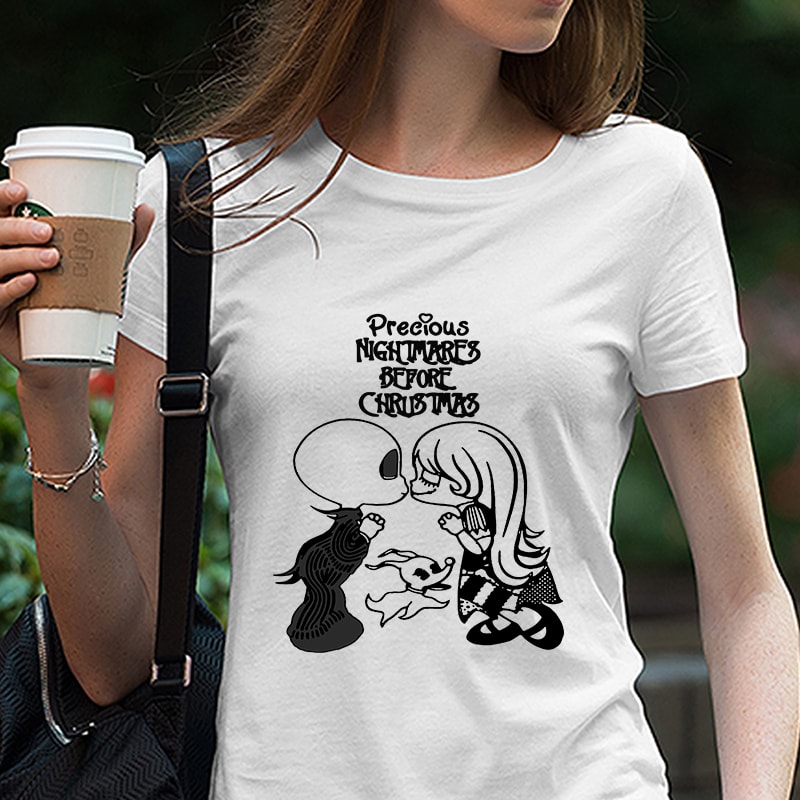 Precious Nightmares Before Christmas, Jack and Sally, Jack skellington EPS SVG PNG DXF Digital Download tshirt designs for merch by amazon