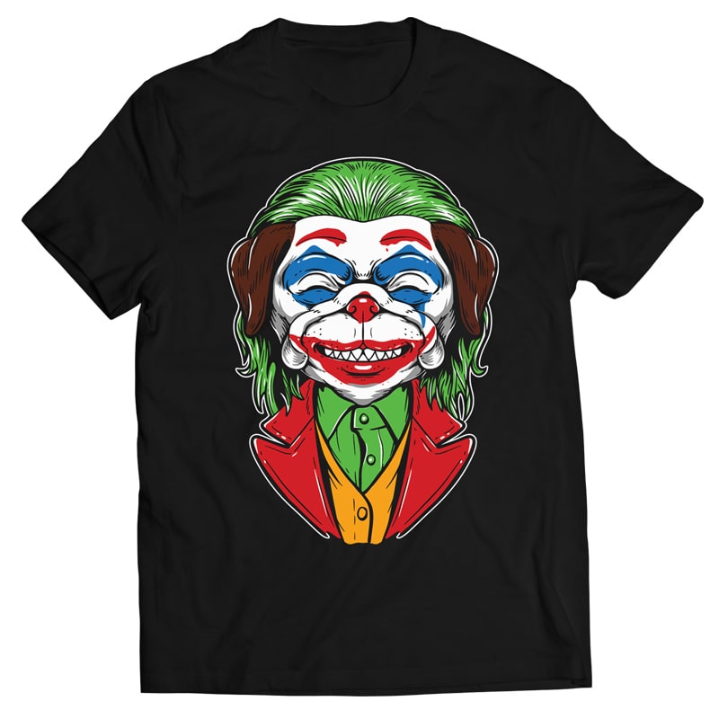 Pug Dog – Clown Face – Vector T-shirt Design t shirt designs for sale