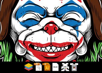 Pug dog - clown face - vector t-shirt design