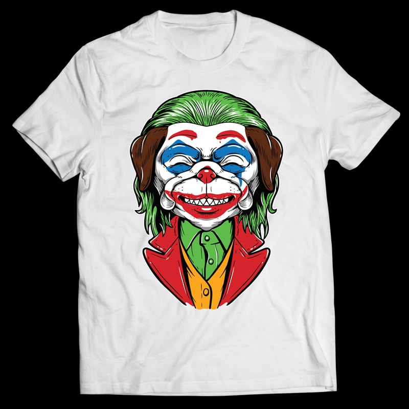 Pug Dog – Clown Face – Vector T-shirt Design t shirt designs for sale