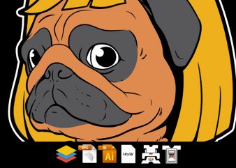 Pug dog man - vector t-shirt design