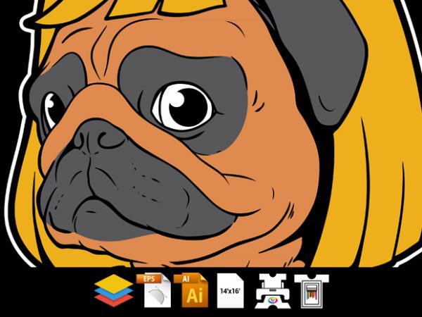 Pug dog man – vector t-shirt design