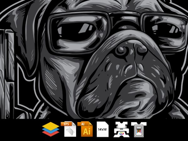 Pug dog nator – vector t-shirt design