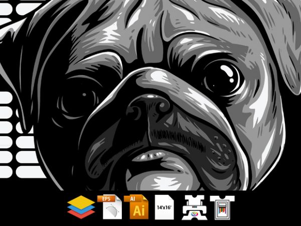 Pug the mob – vector t-shirt design