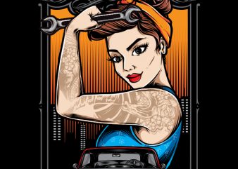 Rockabilly Girl Mechanic print ready shirt design