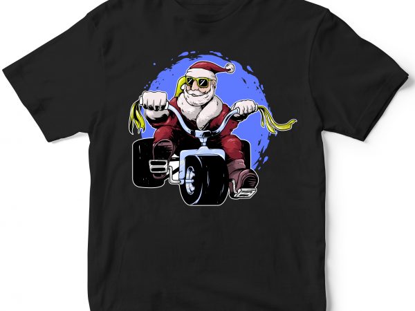 Kids santa clause ride kids bike vector shirt design