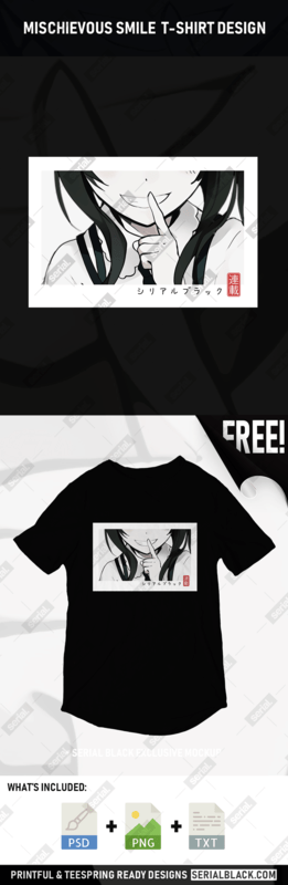 ◾️ MISCHIEVOUS SMILE​ ◾️ Japanese Anime Girl T-Shirt Design t shirt designs for print on demand
