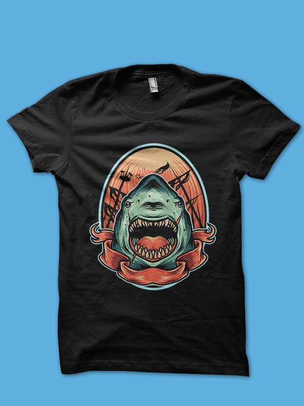 angry shark tshirt design buy t shirt designs artwork