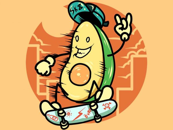 Skating avocado tshirt design