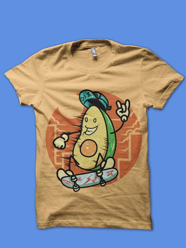 skating avocado tshirt design buy tshirt design