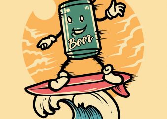 surfing beer tshirt design